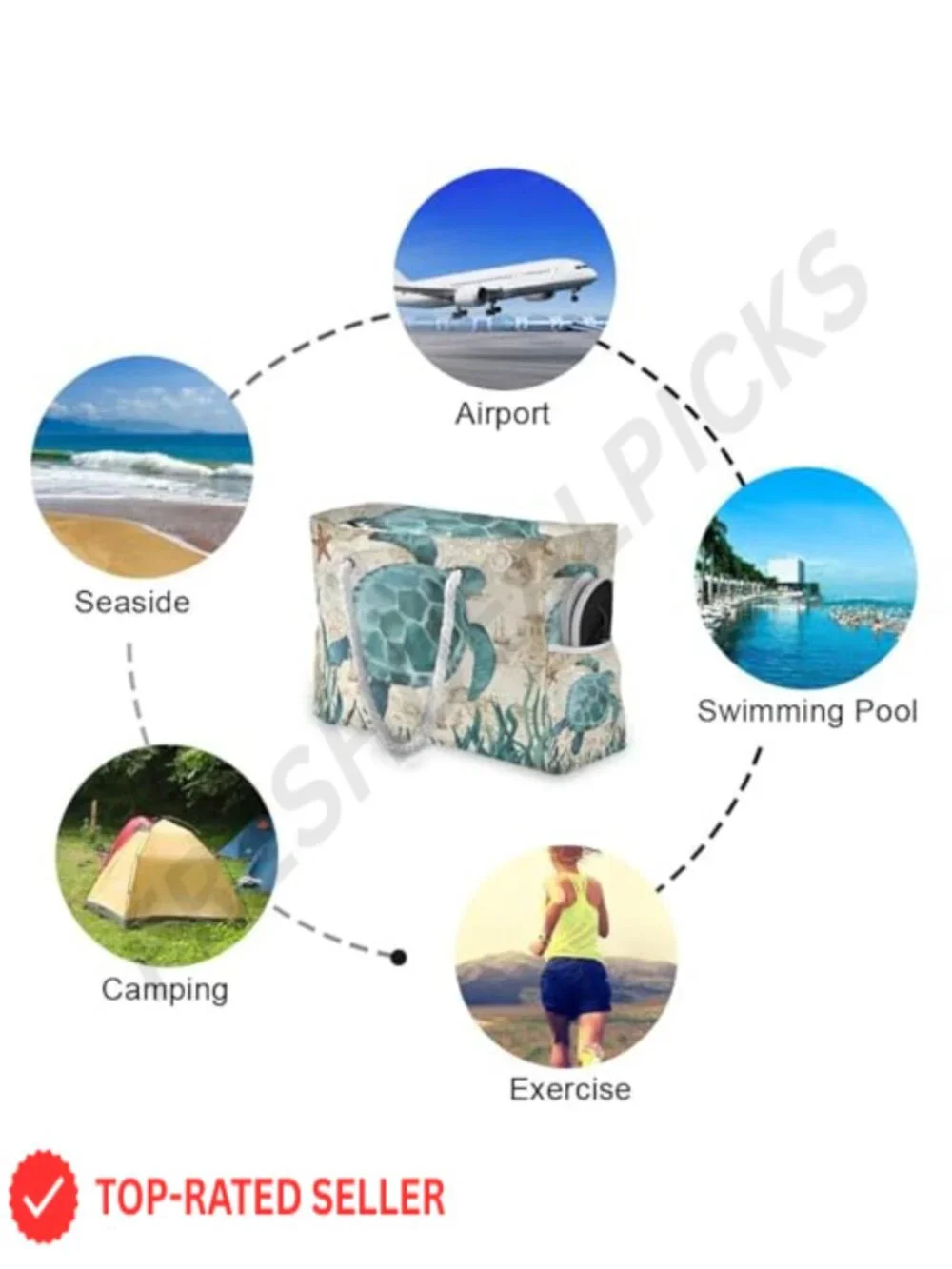 Canvas Tote Bag Water Resistant Beach Shoulder Gym Travel